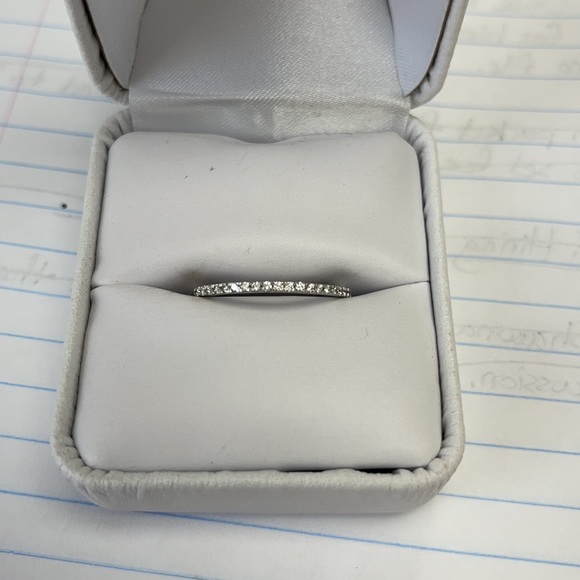 Jewelry - 10k White Gold and 1/10 ctw Diamond Wedding Band, Stack Ring